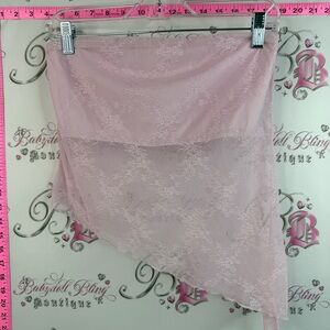 wild fable strapless tank top asymmetrical Pastel Pink Lace Layered Tank Top